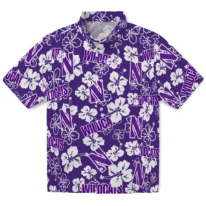 Northwestern Wildcats Hibiscus Bloom Hawaiian Shirt
