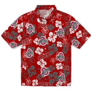 Ohio State Buckeyes Hibiscus Bloom Hawaiian Shirt