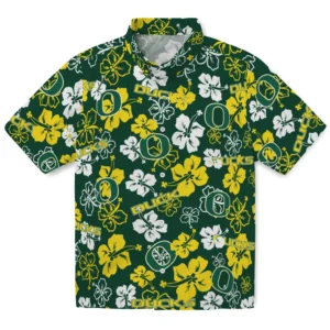 Oregon Ducks Hibiscus Bloom Hawaiian Shirt