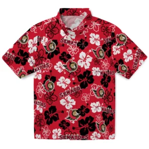 Ottawa Senators Hibiscus Bloom Hawaiian Shirt