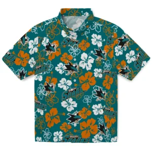 San Jose Sharks Hibiscus Bloom Hawaiian Shirt