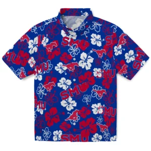 SMU Mustangs Hibiscus Bloom Hawaiian Shirt