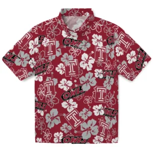 Temple Owls Hibiscus Bloom Hawaiian Shirt