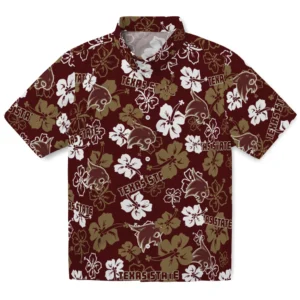 Texas State Bobcats Hibiscus Bloom Hawaiian Shirt