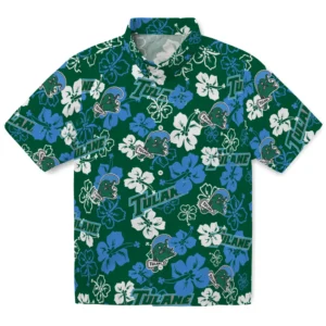 Tulane Wave Hibiscus Bloom Hawaiian Shirt
