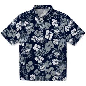 UConn Huskies Hibiscus Bloom Hawaiian Shirt