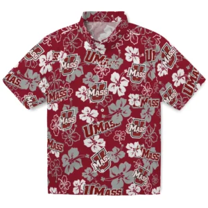 UMass Minutemen Hibiscus Bloom Hawaiian Shirt