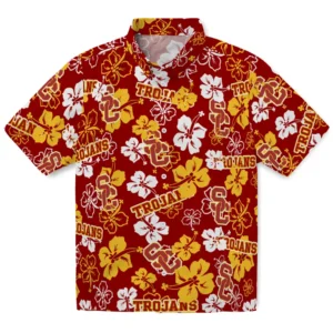 USC Trojans Hibiscus Bloom Hawaiian Shirt