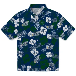 Utah Jazz Hibiscus Bloom Hawaiian Shirt