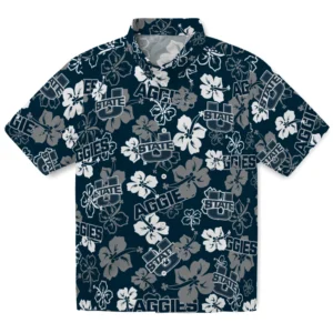 Utah State Aggies Hibiscus Bloom Hawaiian Shirt