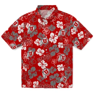 Utah Utes Hibiscus Bloom Hawaiian Shirt