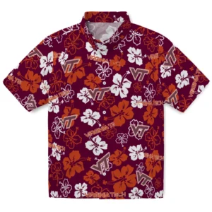 Virginia Tech Hokies Hibiscus Bloom Hawaiian Shirt