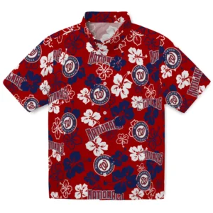 Washington Nationals Hibiscus Bloom Hawaiian Shirt