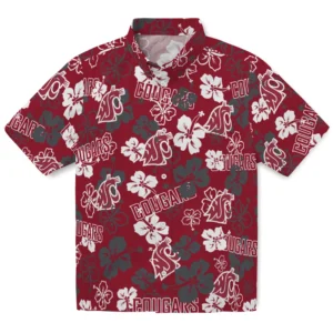 Washington State Cougars Hibiscus Bloom Hawaiian Shirt