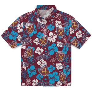 West Ham United Hibiscus Bloom Hawaiian Shirt