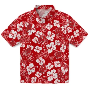 Wisconsin Badgers Hibiscus Bloom Hawaiian Shirt