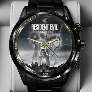 Resident Evil Requiem Black Stainless Steel Watch Resident Evil Requiem Merch Gifts For Gamers
