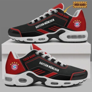 Bayern Munich Custom Name Air Max Shoes & Air Cushion - Red and Black