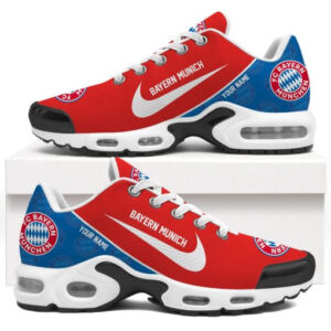 Bayern Munich Custom Name Air Max Shoes & Air Cushion - Red and Blue
