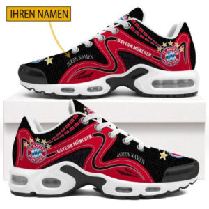 Bayern Munich Custom Name Printed Logo Air Max Shoes & Air Cushion - Red and Black