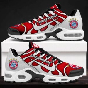 Bayern Munich Printed Logo Air Max Shoes & Air Cushion - Red and Grey