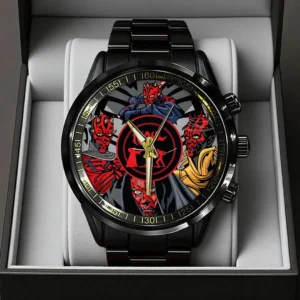 Star Wars Maul Shadow Lord Black Steel Watch Star Wars Merch Gifts For Dad