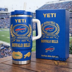 Unisex 1960 2025 Buffalo Bills 65Th Anniversary Cup Graphic Tumbler for Fans