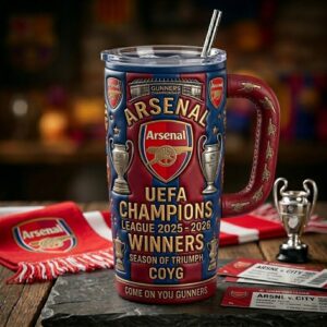 Arsenal UEFA Champions League 2025-2026 Graphic Tumbler for Fans