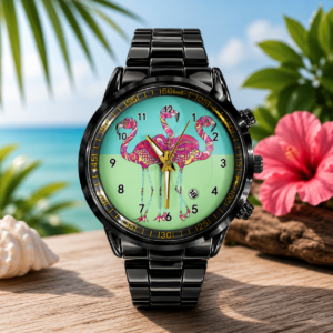 Flamingo Calendar Steel Band Watch Best Gifts For Dad