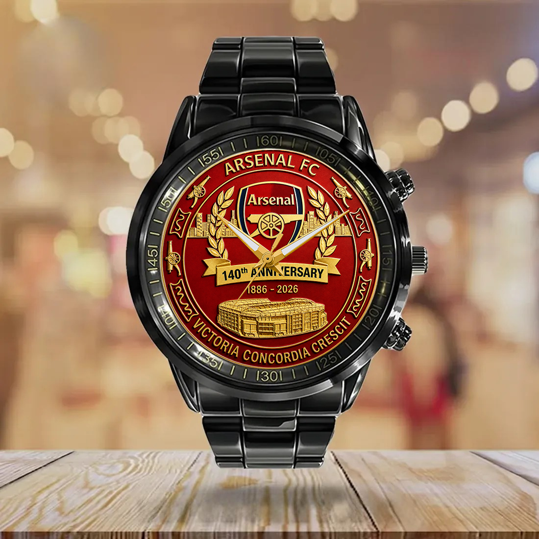 140Th Anniversary Arsenal FC Victoria Concordia Crescit Stainless Steel Watch 1 140Th Anniversary Arsenal FC Victoria Concordia Crescit Stainless Steel Watch