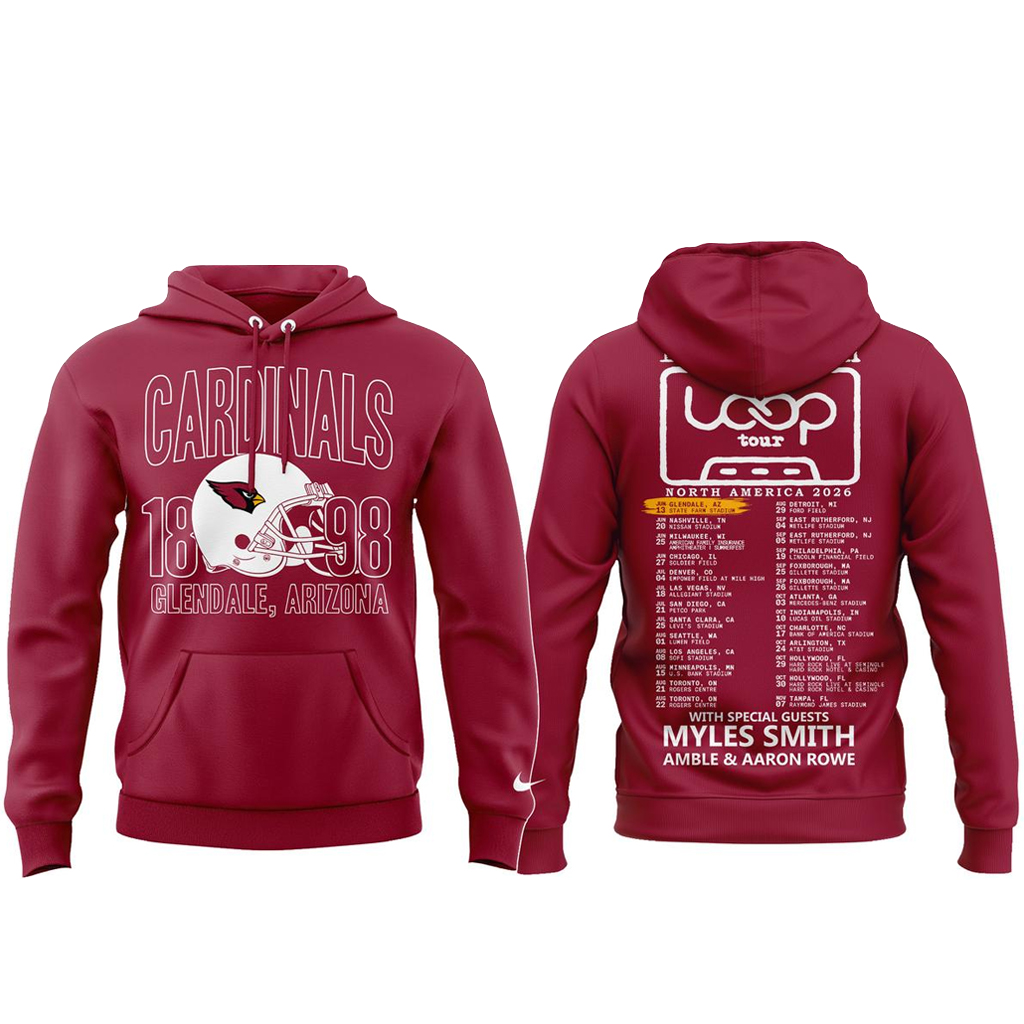 Arizona Cardinals x Ed Sheeran The Loop Tour 2026 Red Shirt 3 Arizona Cardinals x Ed Sheeran The Loop Tour 2026 Red Hoodie