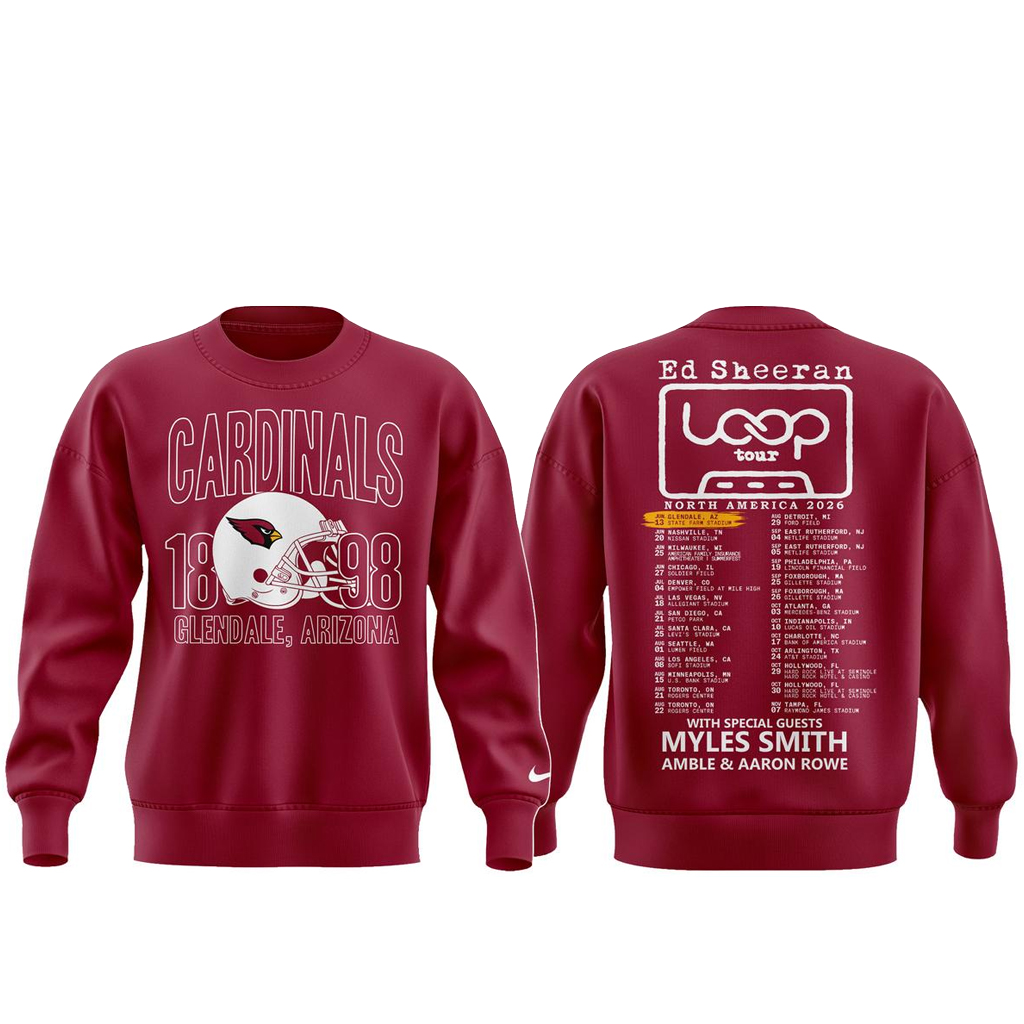 Arizona Cardinals x Ed Sheeran The Loop Tour 2026 Red Shirt 2 Arizona Cardinals x Ed Sheeran The Loop Tour 2026 Red Sweatshirt