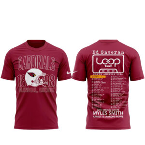 Arizona Cardinals x Ed Sheeran The Loop Tour 2026 Red T-Shirt