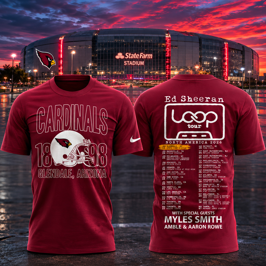 Arizona Cardinals x Ed Sheeran The Loop Tour 2026 Red Shirt 4 Arizona Cardinals x Ed Sheeran The Loop Tour 2026 Red T-Shirt