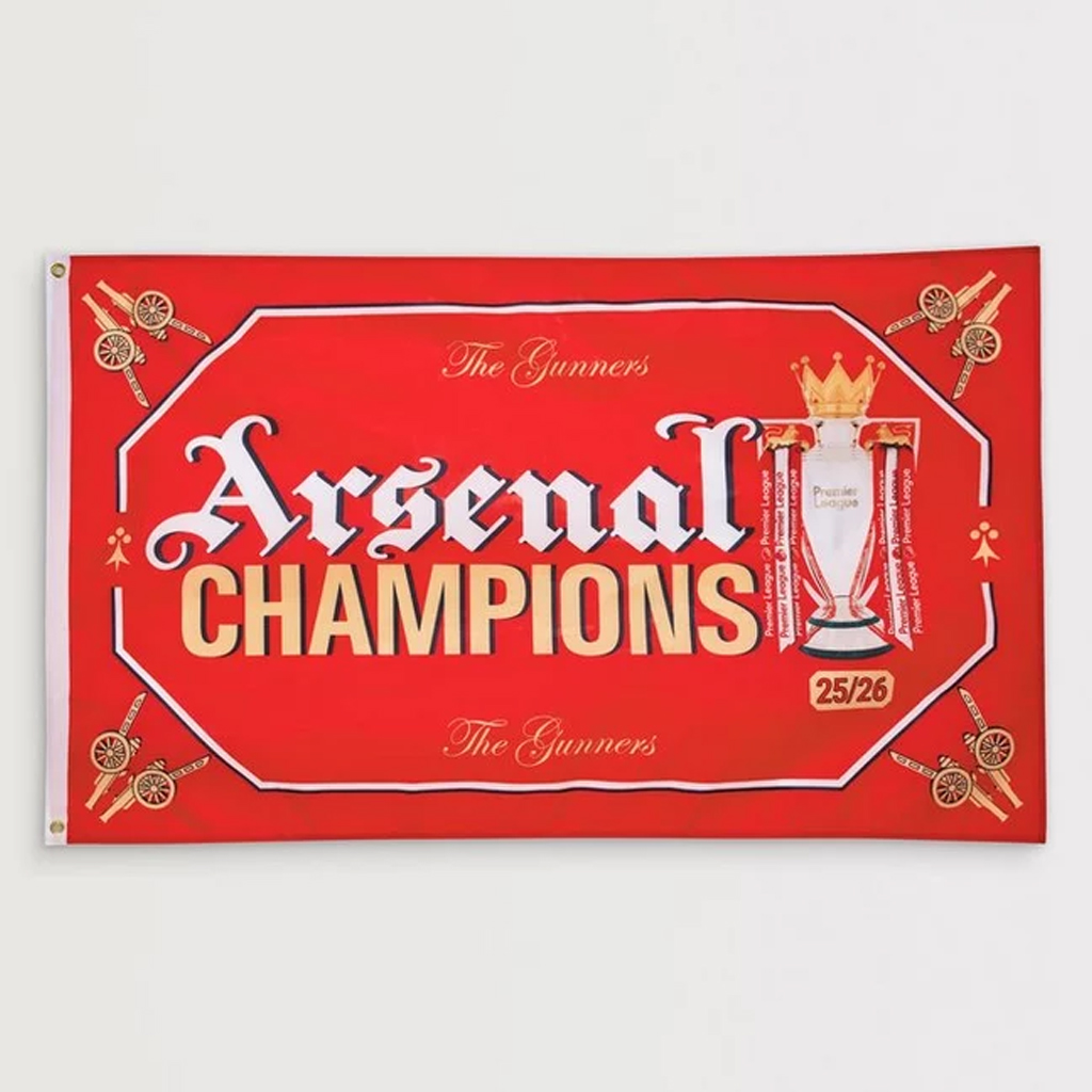 Arsenal Champions 2025-2026 Gothic Trophy Flag 1 Arsenal Champions 2025-2026 Gothic Trophy Flag