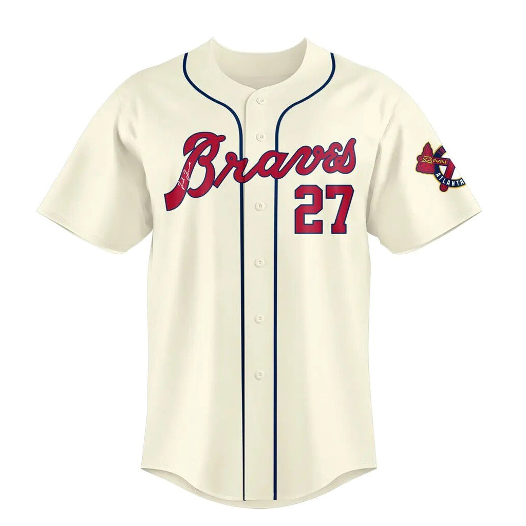 Atlanta Braves Legend Ted Turner Baseball Jersey 2 Atlanta Braves Legend Ted Turner Baseball Jersey