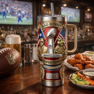 Unisex Bad Bunny Super Bowl Benito Bowl Graphic Tumbler for Fans