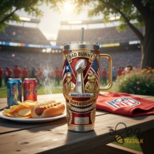 Unisex Bad Bunny Super Bowl Lx Benito Bowl Graphic Tumbler for Fans