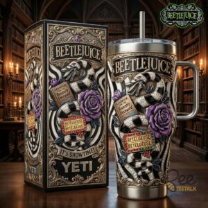 Unisex Beetlejuice With Handle Graphic Tumbler for Fans
