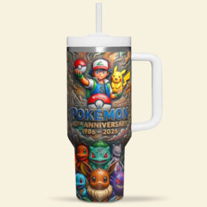 Celebrate 40 Years Of Pokémon Graphic Tumbler for Anime and Gaming Fans