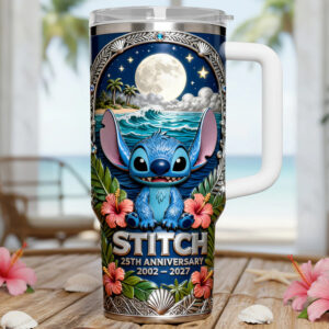 Celebrate Love With Stitch 25th Anniversary Graphic Tumbler for Cartoon Fans