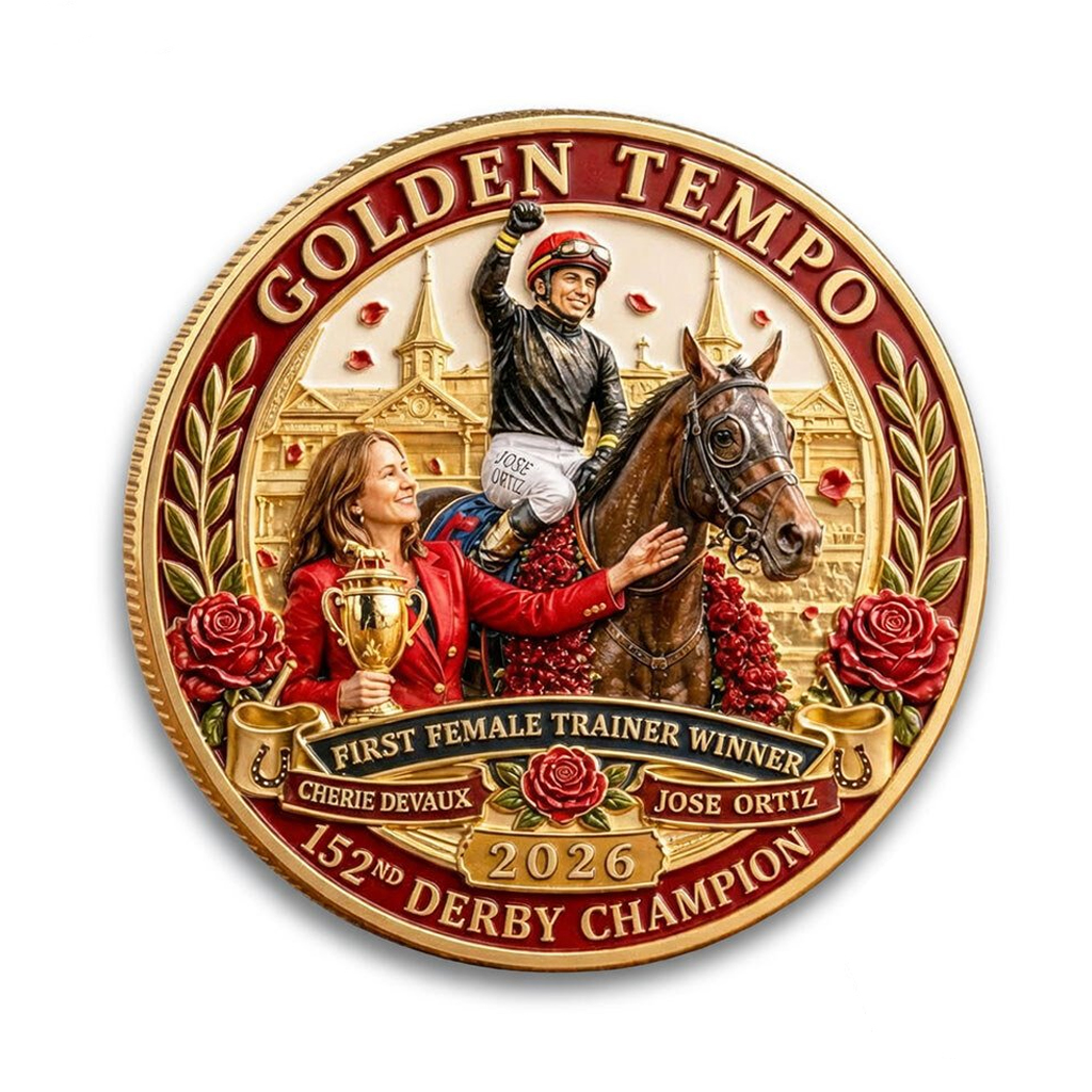 Cherie Devaux And Golden Tempo First Female Trainer Winner 152nd Derby Champion Commemorative Coin 2 Cherie Devaux And Golden Tempo First Female Trainer Winner 152nd Derby Champion Commemorative Coin