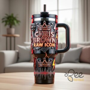 Unisex Chris Brown Raw Icon With Handle Graphic Tumbler for Fans