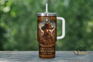 Chuck Norris Legends Rest In Peace 1940-2026 With Handle Graphic Tumbler for Fans