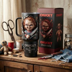Unisex Chucky With Handle Graphic Tumbler for Fans