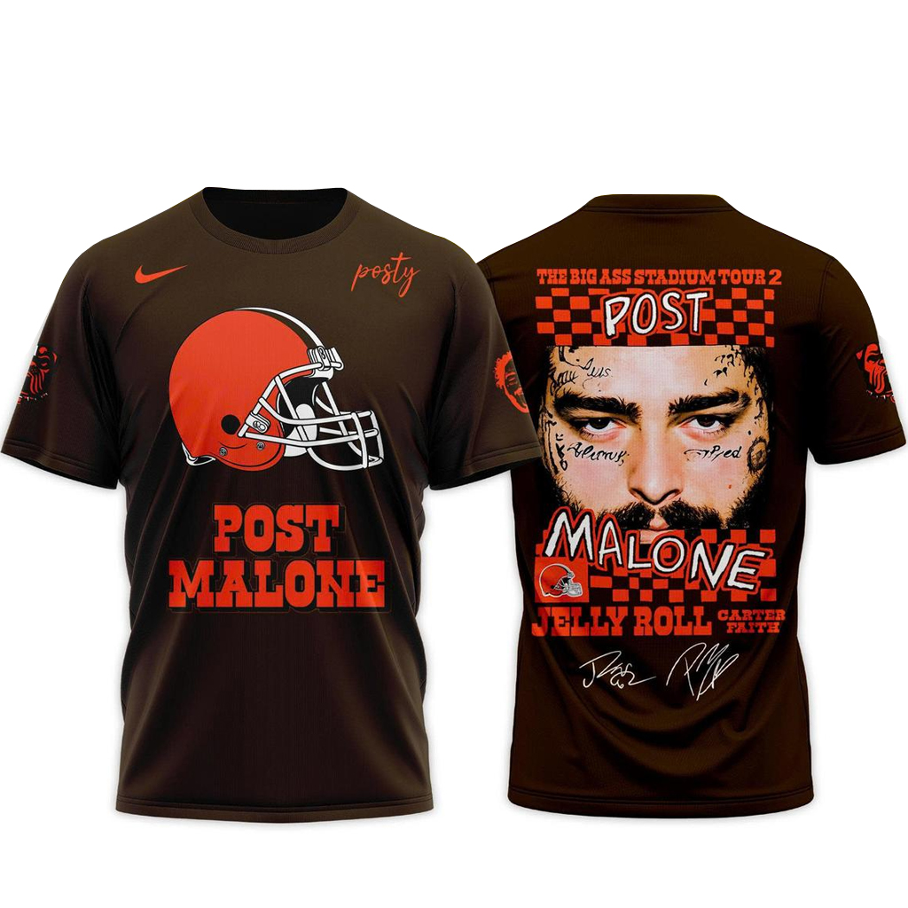 Cleveland Browns x Post Malone Jelly Roll The Big Ass Stadium Tour 2026 Shirt 1 Cleveland Browns x Post Malone Jelly Roll The Big Ass Stadium Tour 2026 T-Shirt