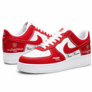 Custom Name Arsenal FC Gunners Champions Graphic Air Force 1 Shoes Sneakers for Soccer Fans