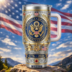 Custom Name Celebrate Freedom USA 250th Anniversary Graphic Tumbler for Patriotic Fans