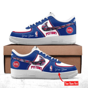 Custom Name Detroit Pistons Air Force 1 Shoes Sneakers