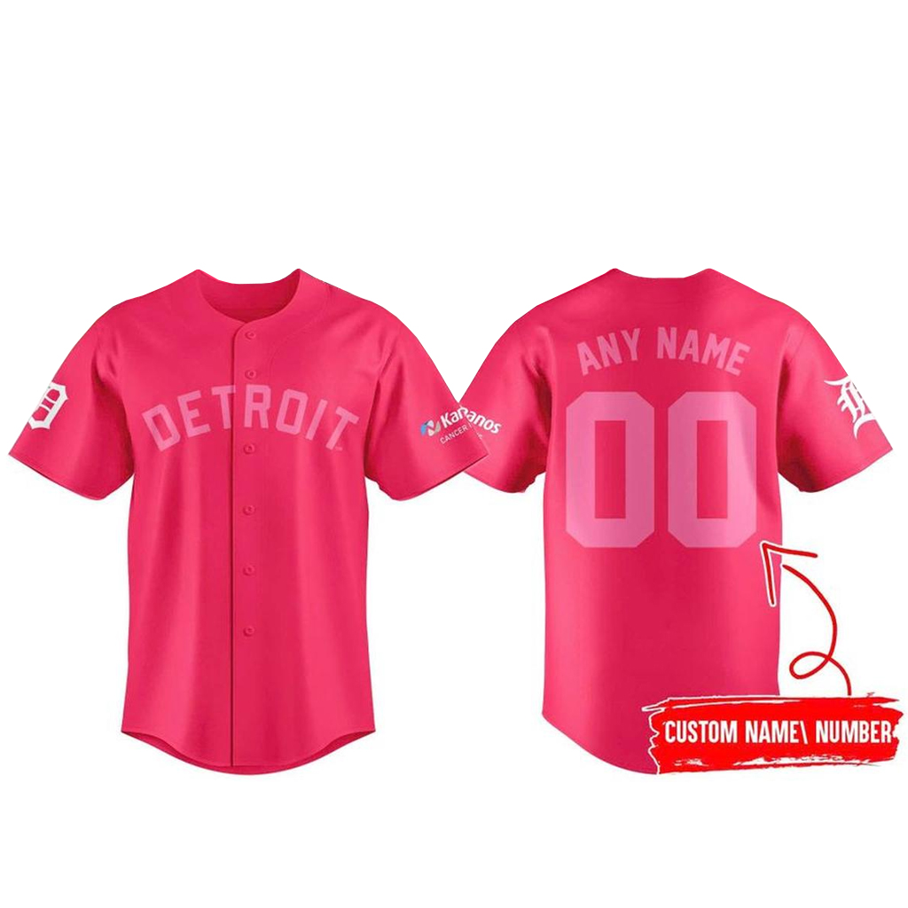 Custom Name and Number Detroit Tigers Pink Out The Park Baseball Jersey – Personalized Fan Button-Up Shirt 1 Custom Name and Number Detroit Tigers Pink Out The Park Baseball Jersey – Personalized Fan Button-Up Shirt